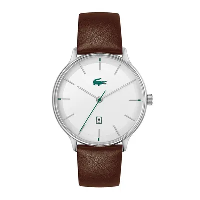 Men's Lacoste Club Brown Leather Strap Watch 2011167