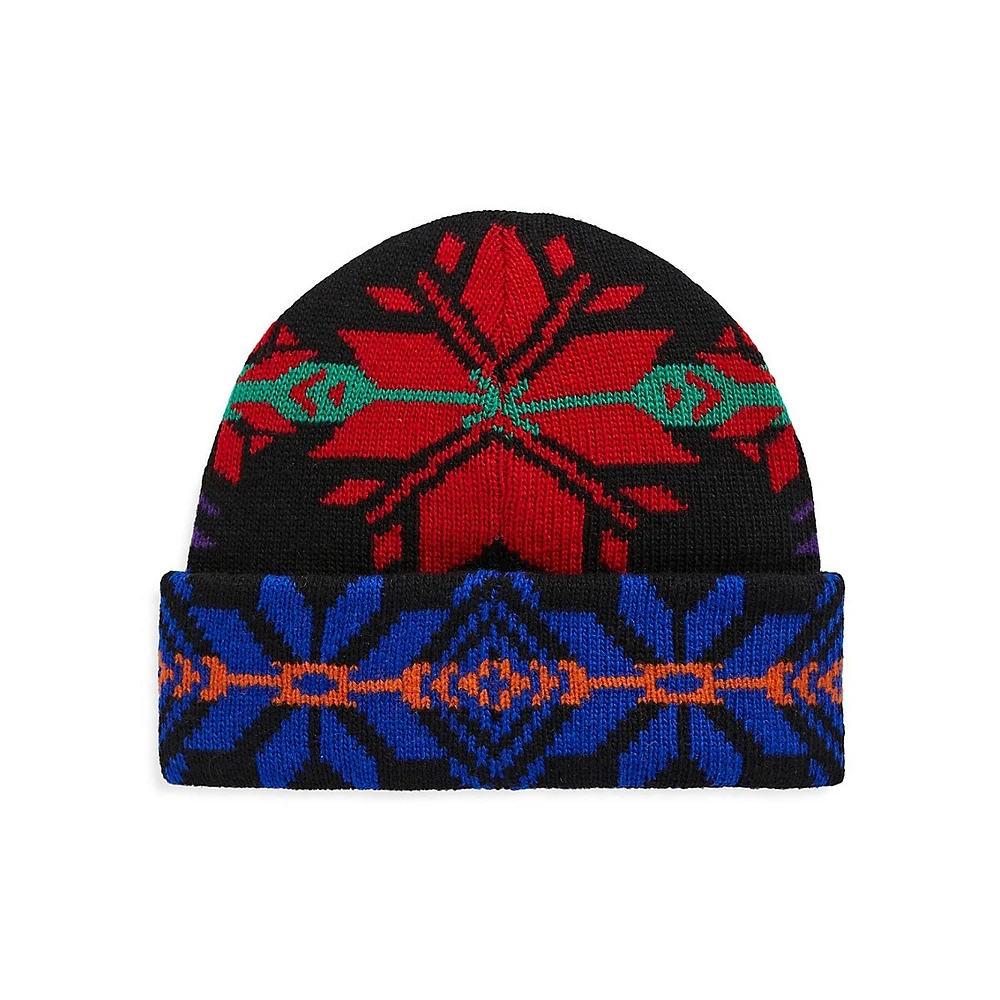 Tuque de ski en mélange de laine mérinos à motifs géométriques
