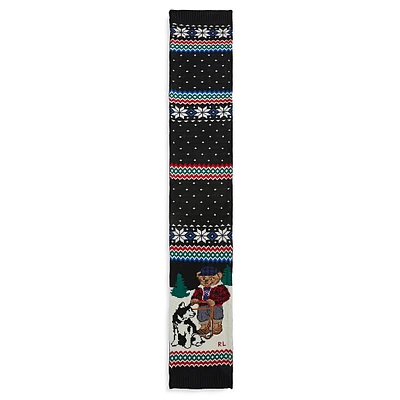 Holiday Bear Merino Wool-Blend Intarsia Knit Scarf