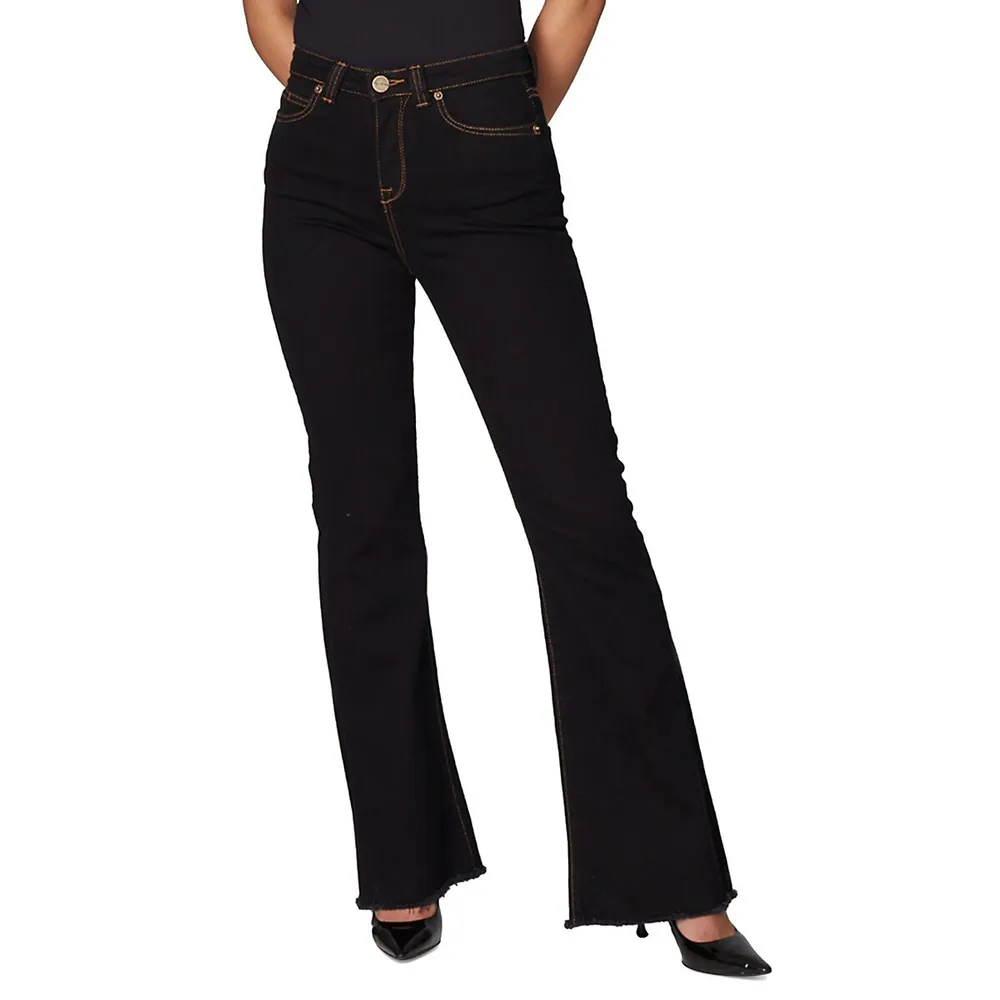 High Waisted Bell Bottom Jeans for Women Black Flare Jeans Large