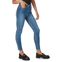 Alexa High-Rise Raw-Hem Skinny Jeans