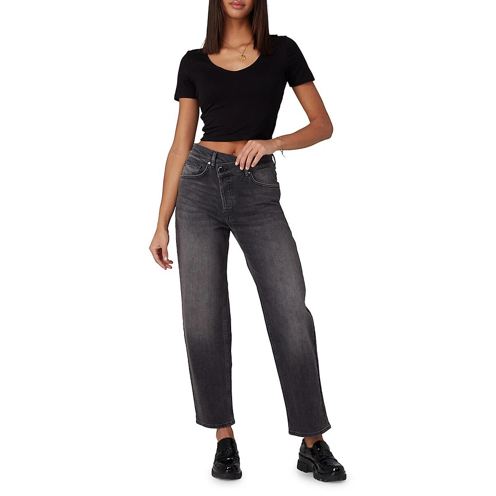 Baker High-Rise Straight-Leg Crossover Jeans