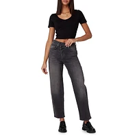 Baker High-Rise Straight-Leg Crossover Jeans