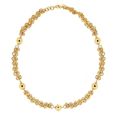 18kt Gold Plated 21.25" With Polished Bead Stations Necklace