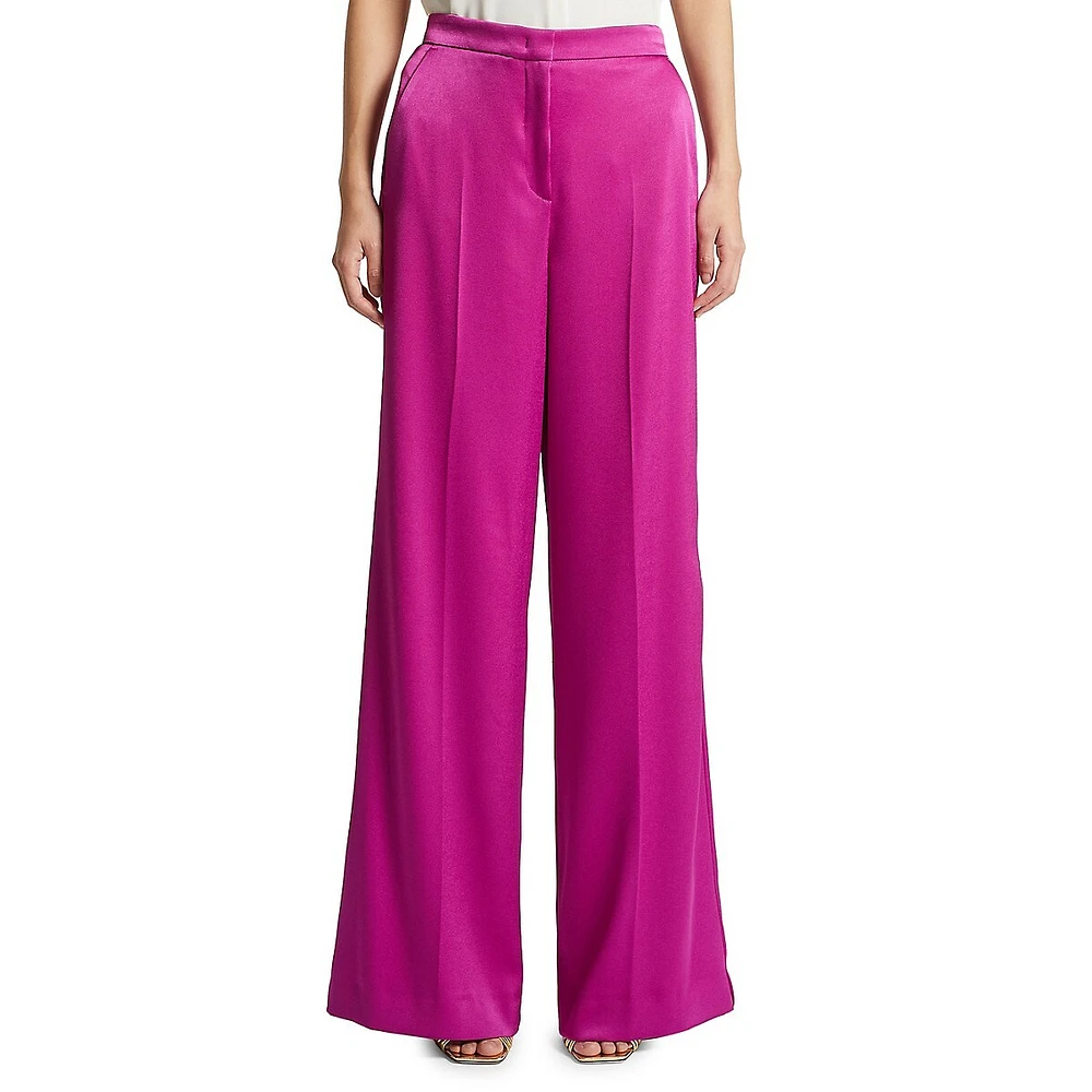 Wide-Leg Satin Trousers