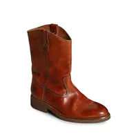 Women's Leather Midi Slouch Cowboy Boots