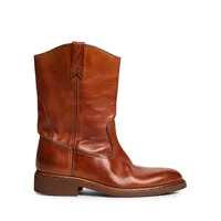 Women's Leather Midi Slouch Cowboy Boots