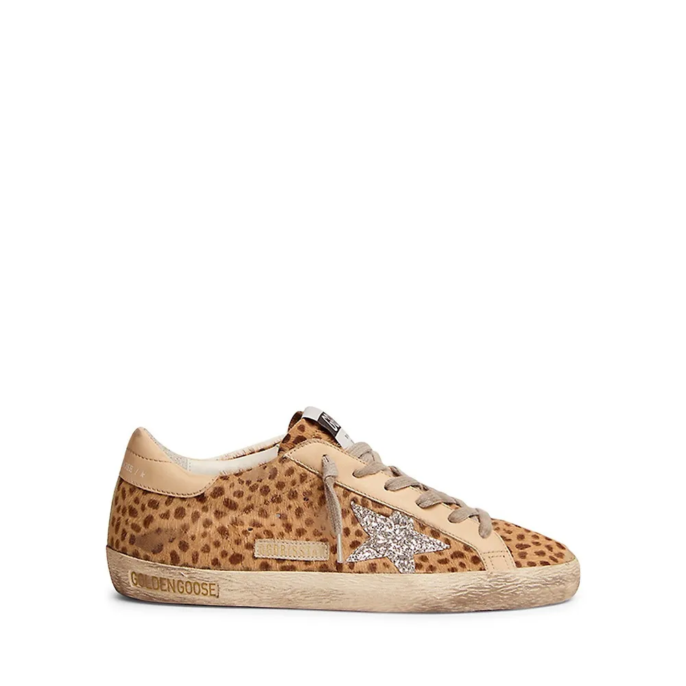 superstar leopard print glitter sneakers