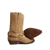 Bottes de cowboy pointues en suède pour femme