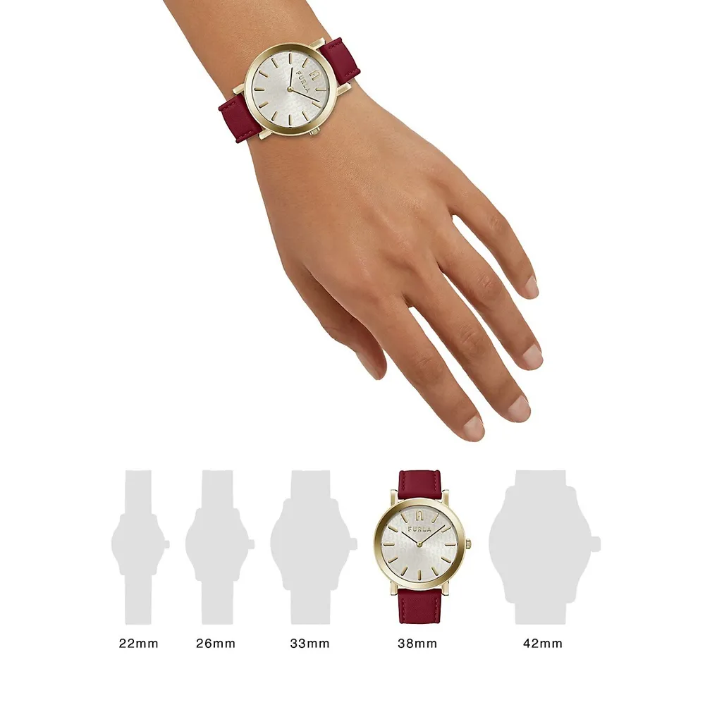 Montre en acier inoxydable avec bracelet en cuir Minimal Shape