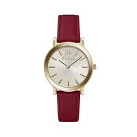 Minimal Shape Stainless Steel & Leather-Strap Watch