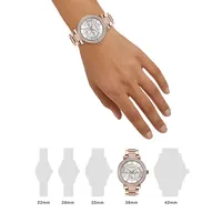 Multifunction Rose Goldtone Stainless Steel & Swarovski Crystal Bracelet Watch