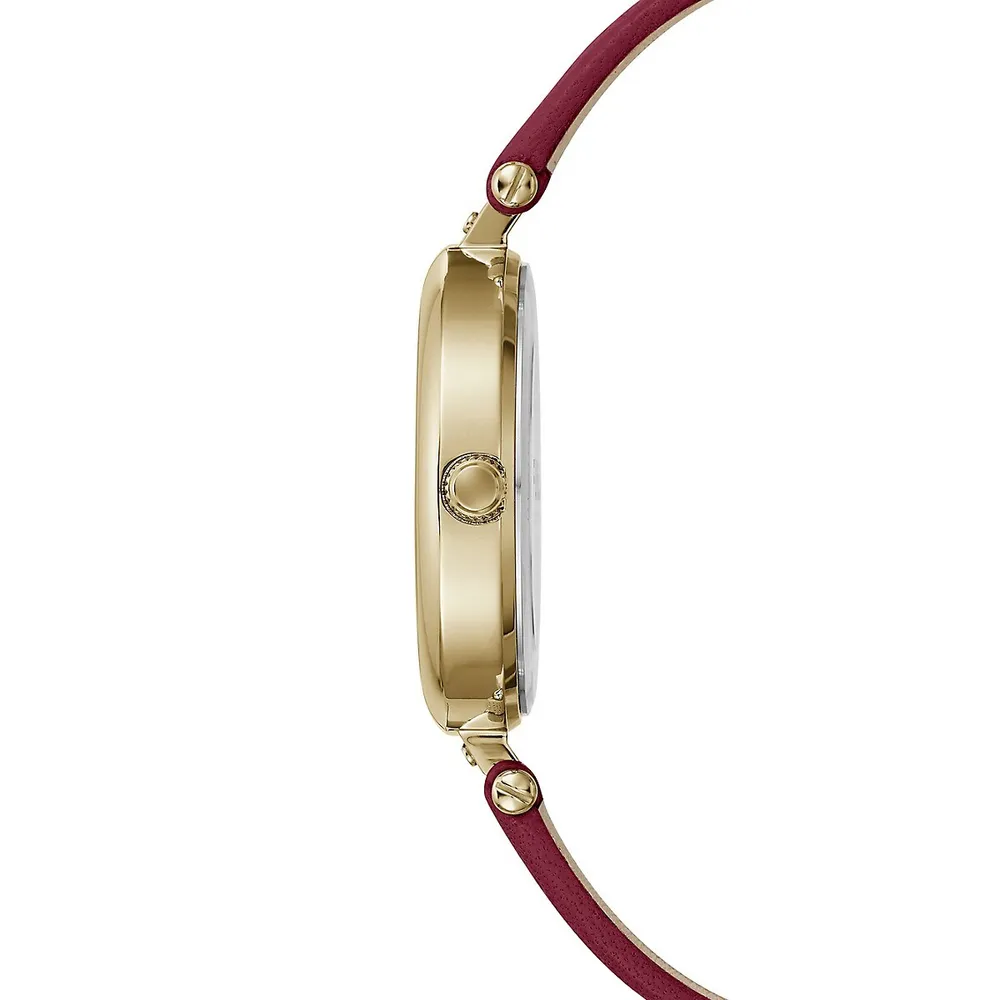 Montre à bracelet en cuir rouge New Pin WW00018003L2