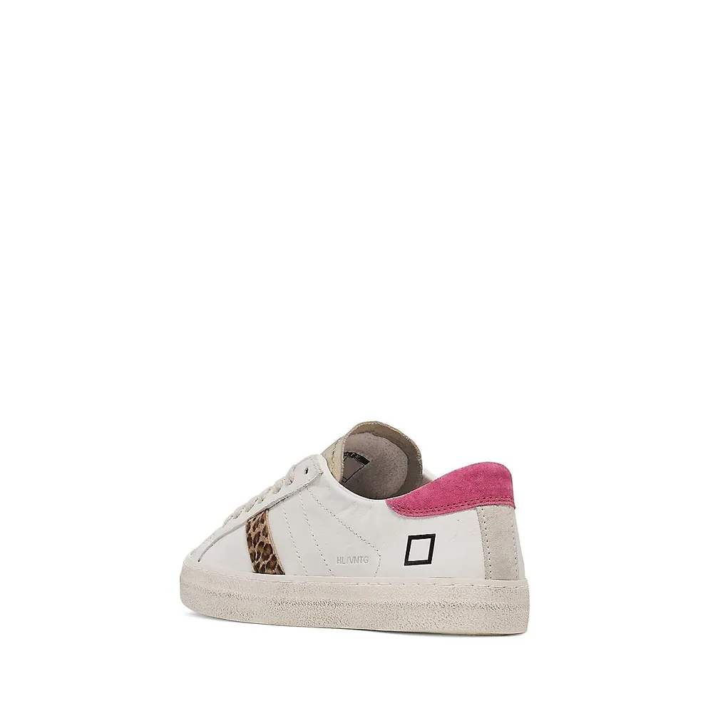 Women's Hill Low Vintage-Style Leather & Leopard-Print Calf Hair Sneakers