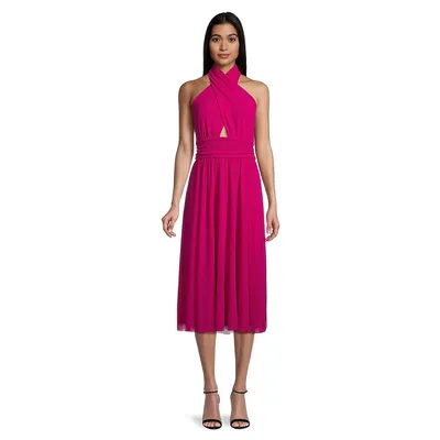 Halter Fit-and-Flare Midi Dress