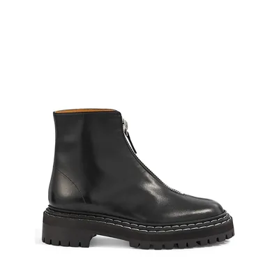 Zip-Front Leather Boots