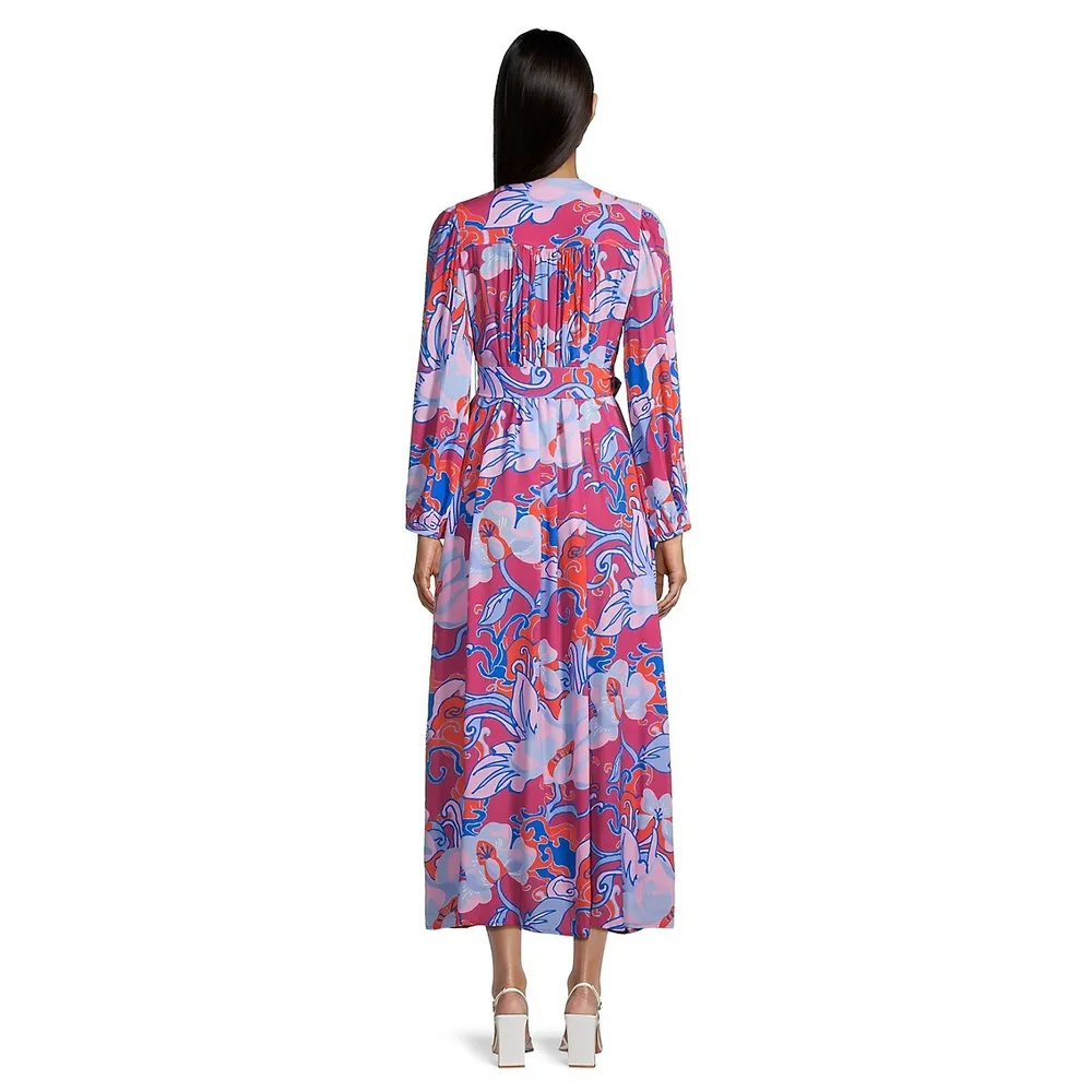 Oblio Abstract Floral Midi Dress
