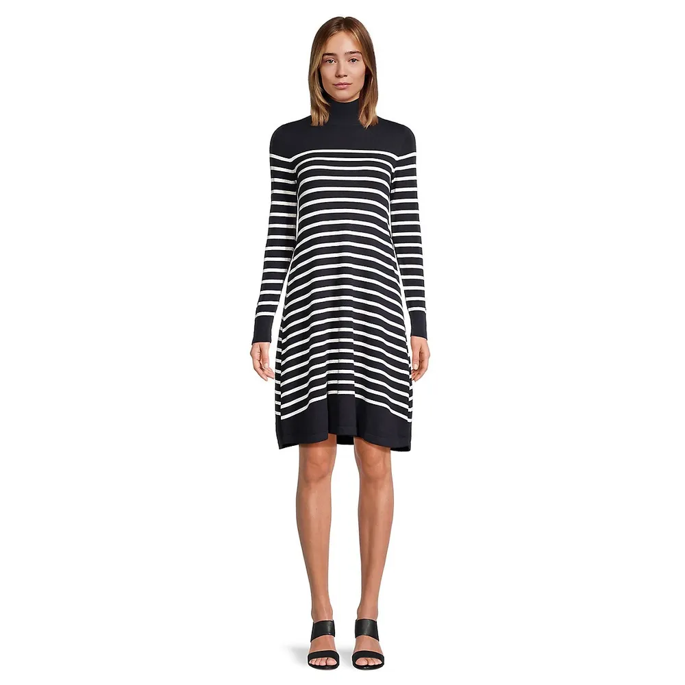 Silk & Wool-Blend Striped Knit Dress