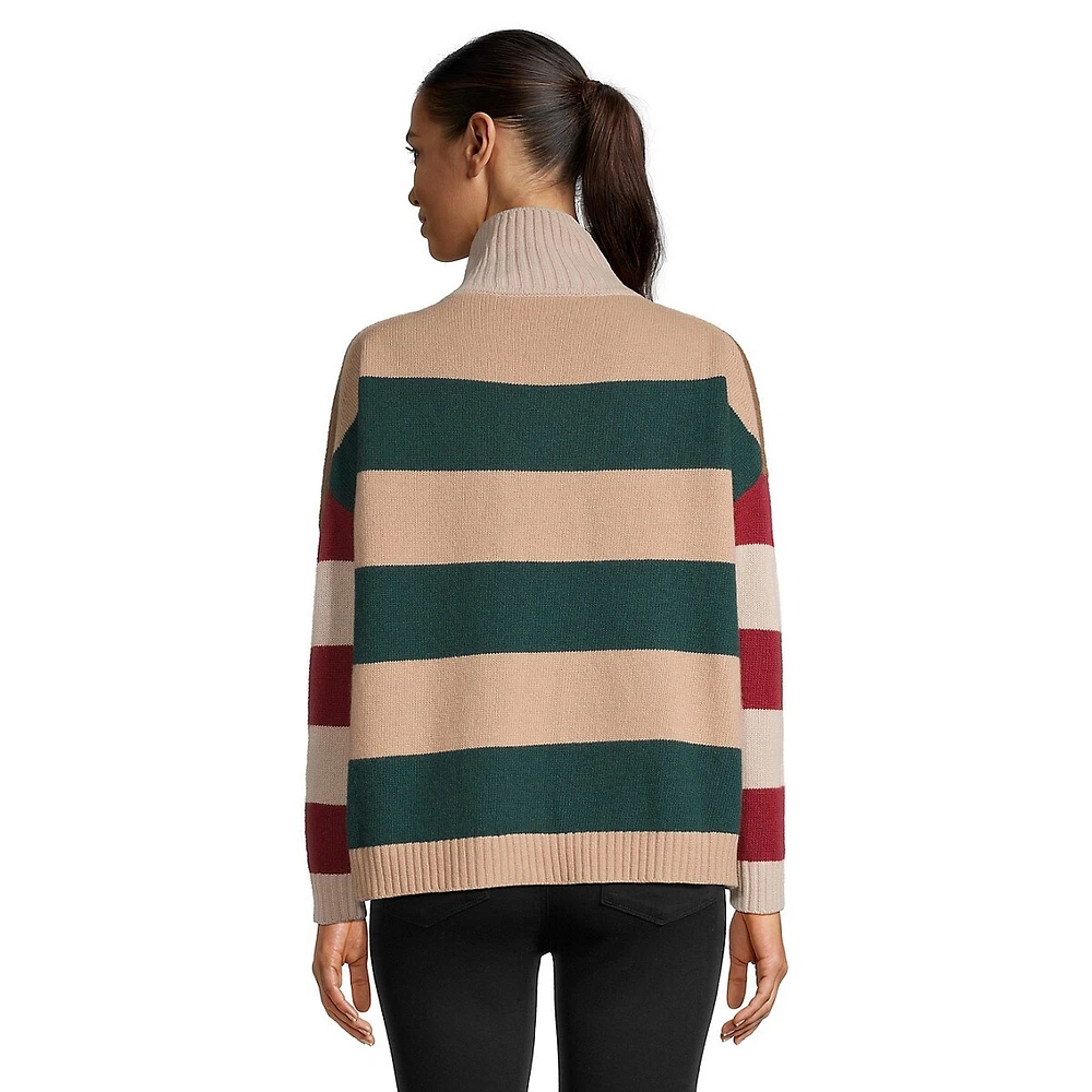 Striped Virgin Wool Turtleneck Sweater