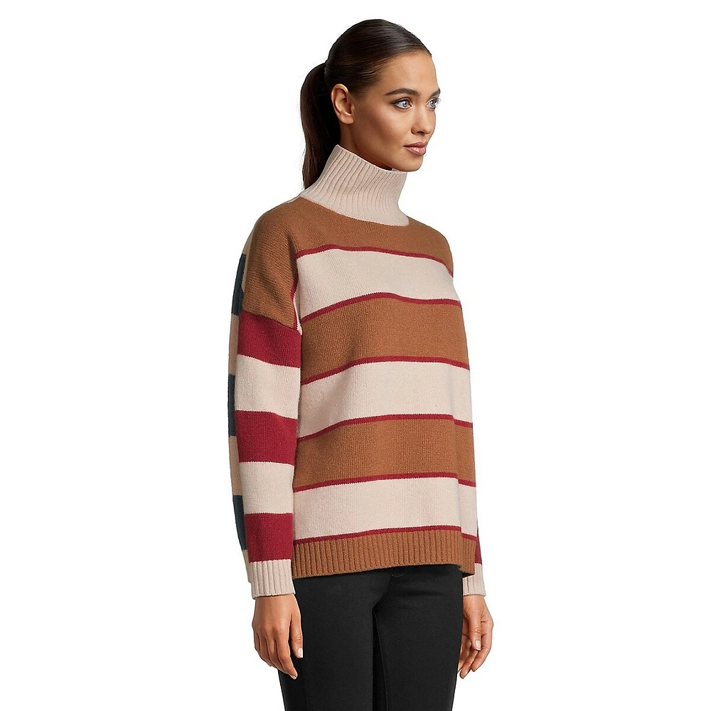 Striped Virgin Wool Turtleneck Sweater