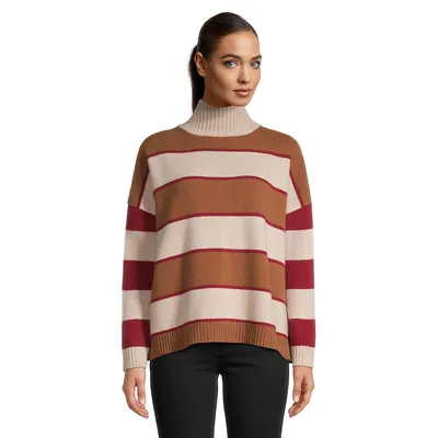 Striped Virgin Wool Turtleneck Sweater