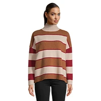 Striped Virgin Wool Turtleneck Sweater