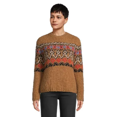 Textured Pattern Crewneck Sweater