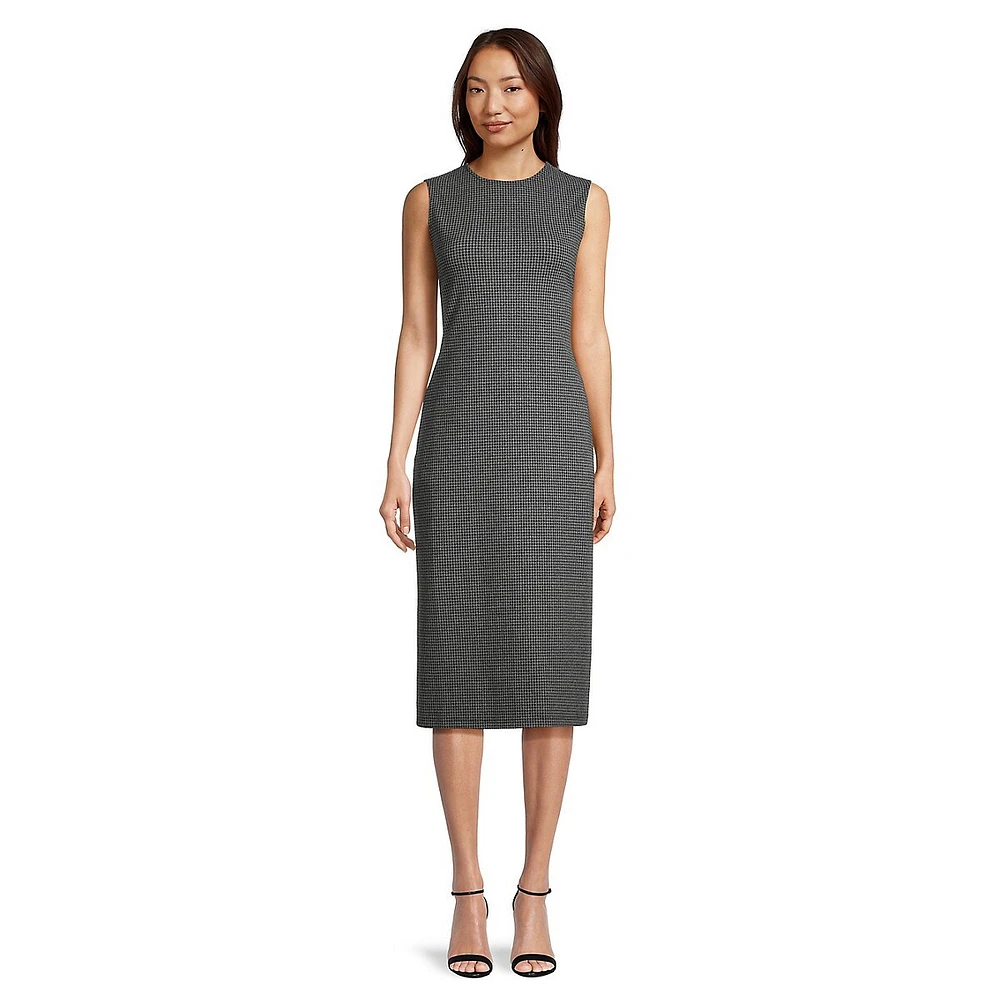 Houndstooth Jersey Sheath Dress