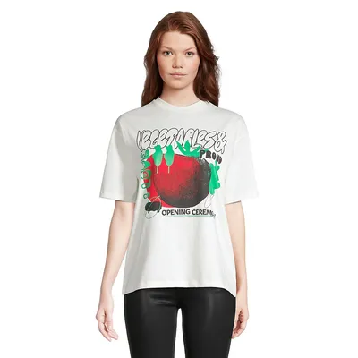 T-shirt droit à imprimé de légumes