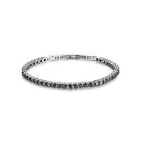 Men's Avantgarde Stainless Steel & Black Cubic Zirconia Tennis Bracelet