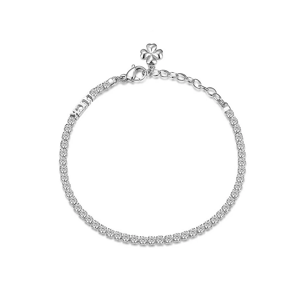 Desideri Stainless Steel & Cubic Zirconia Luck-Inscription Tennis Bracelet