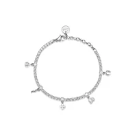 Desideri Stainless Steel & Cubic Zirconia Lucky Charms Tennis Bracelet