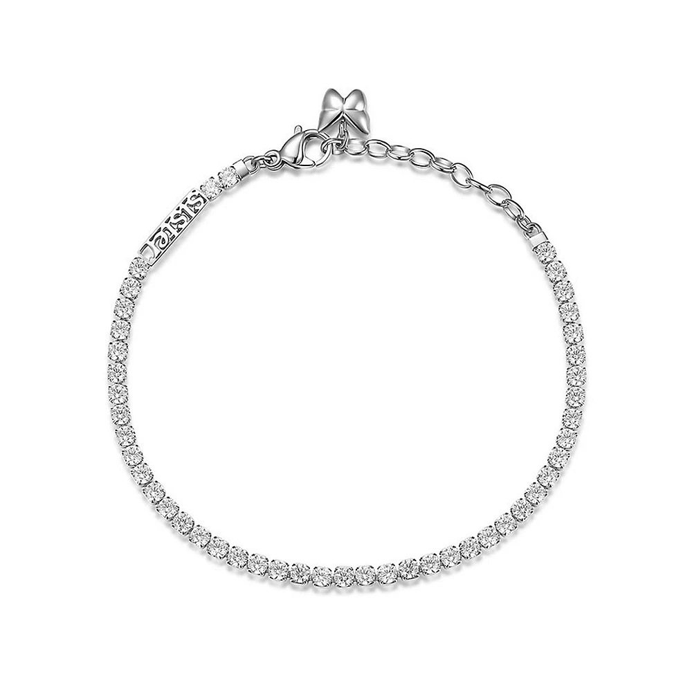 Desideri Stainless Steel & Cubic Zirconia Sister-Inscription Tennis Bracelet