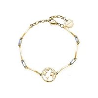 Chakra 14K Gold PVD Stainless Steel & Light Sapphire-Colour Crystal Globe Bracelet