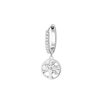 Chakra Stainless Steel & Crystal Tree Of Life Charm Single Hoop Earring