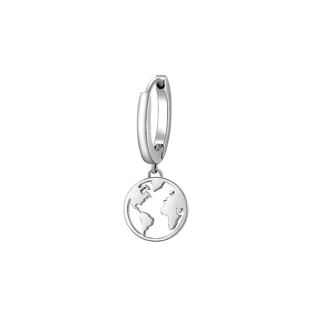 Chakra Stainless Steel Globe Charm Single Hoop Earring