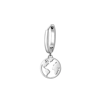 Chakra Stainless Steel Globe Charm Single Hoop Earring