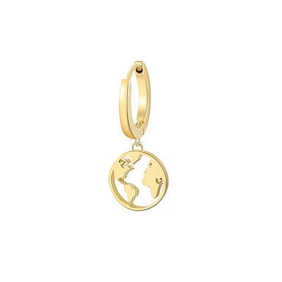 Chakra 14K Gold PVD Stainless Steel Globe Charm Single Hoop Earring