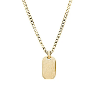 Men's Ink 14K Gold PVD Stainless Steel Tag Pendant Necklace