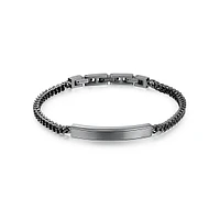 Men's Ink Ruthenium-Tone PVD Stainless Steel ID Bar Bracelet