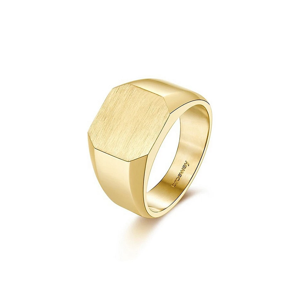 Men's Ink 14K Gold PVD Stainless Steel Signet Ring