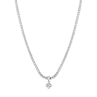 Desideri Stainless Steel & Cubic Zirconia Clover-Pendant Tennis Necklace