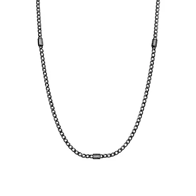 Men's Ink Ruthenium-Tone PVD Stainless Steel Station Chain Necklace