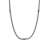 Men's Ink Ruthenium-Tone PVD Stainless Steel Station Chain Necklace