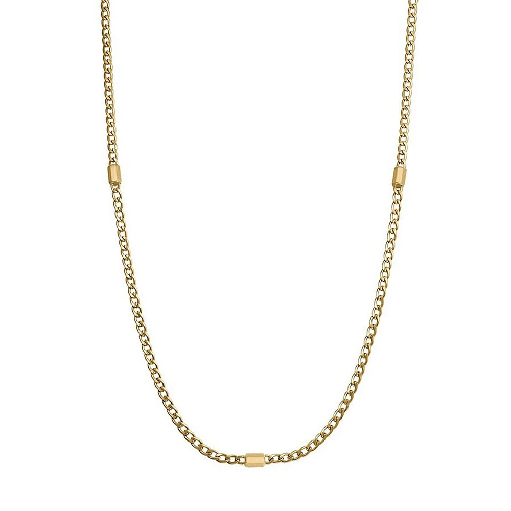 Men's Ink 14K Gold PVD Stainless Steel Station Chain Necklace - 18.5-Inch