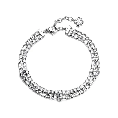 Desideri Stainless Steel & Cubic Zirconia Double-Strand Bracelet