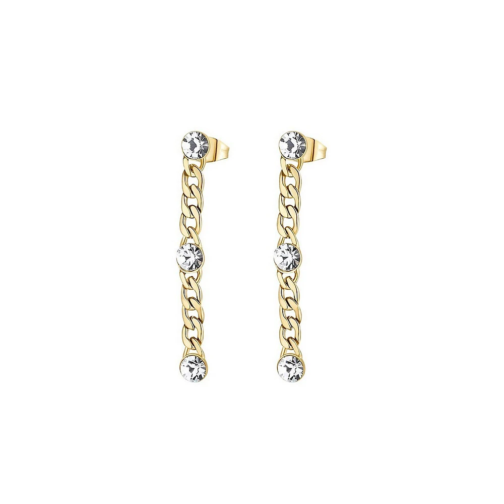 Symphonia 14K Gold PVD Stainless Steel & Crystal Curb Chain Drop Earrings