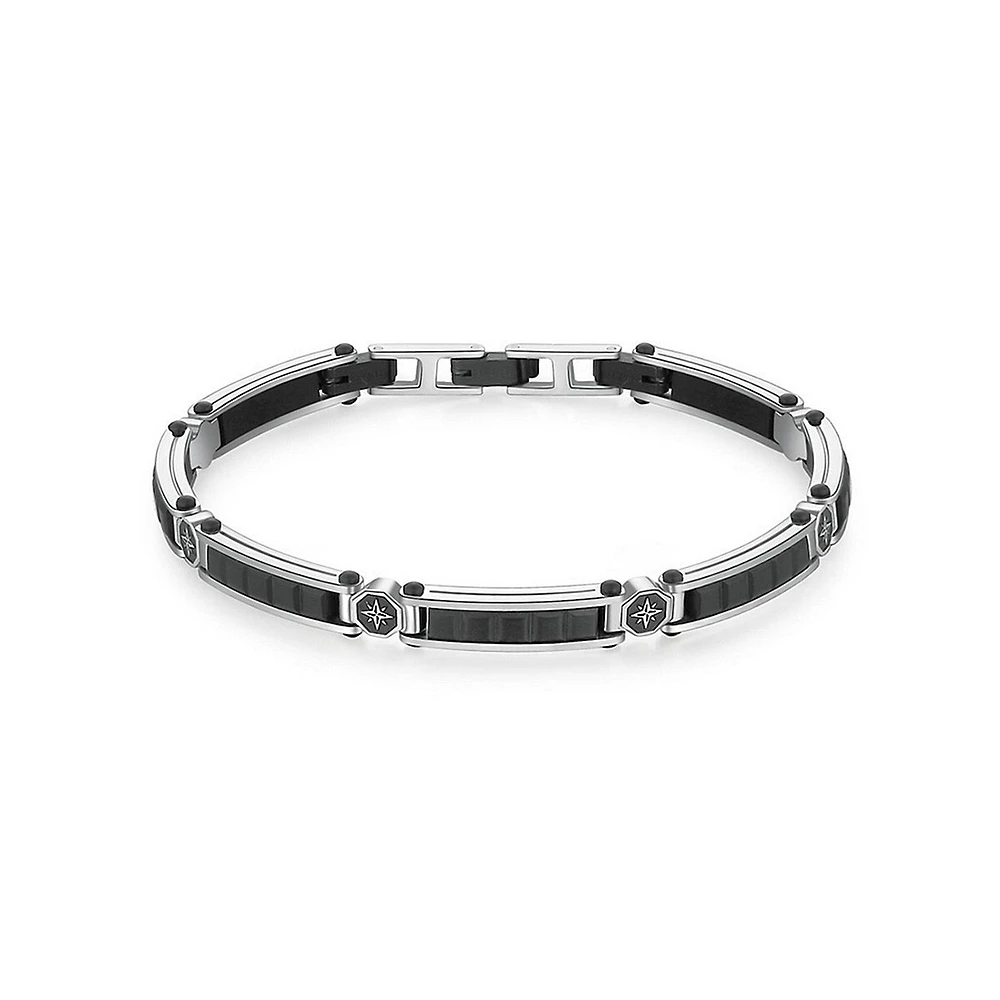 Men's Backliner Stainless Steel & Satin Black PVD Stainless Steel Bracelet