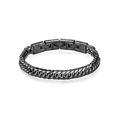 Men's Naxos Ruthenium-Tone PVD Stainless Steel Groumette Bracelet