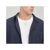 Men's Backliner 14K Gold PVD Stainless SteelCross Pendant Necklace